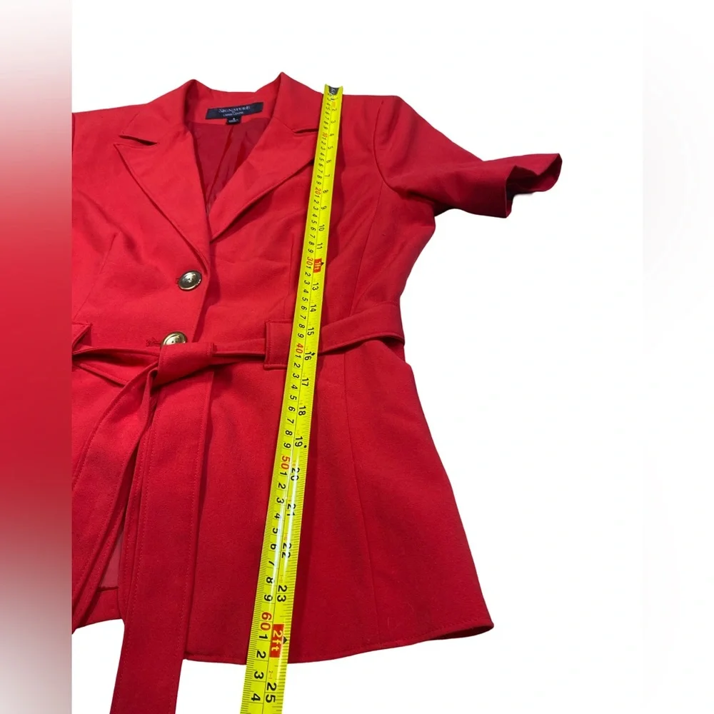 Signature by Larry Levine Belted Short Sleeve Business Jacket‎ Blazer Size 4
